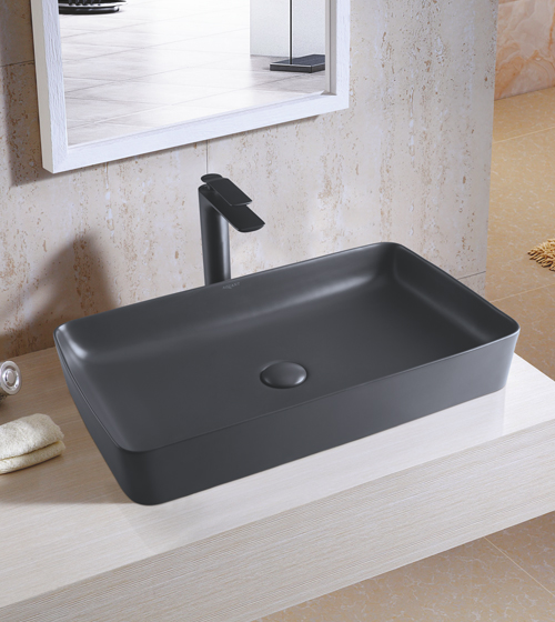 Matt Grey Table Mounted Wash Basin – Aquant India